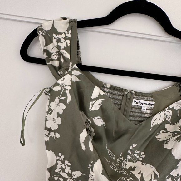 NWT Reformation Genesis Off-shoulder Silk Midi Dress Sz 2 Willow Floral Wrap - Picture 7 of 9